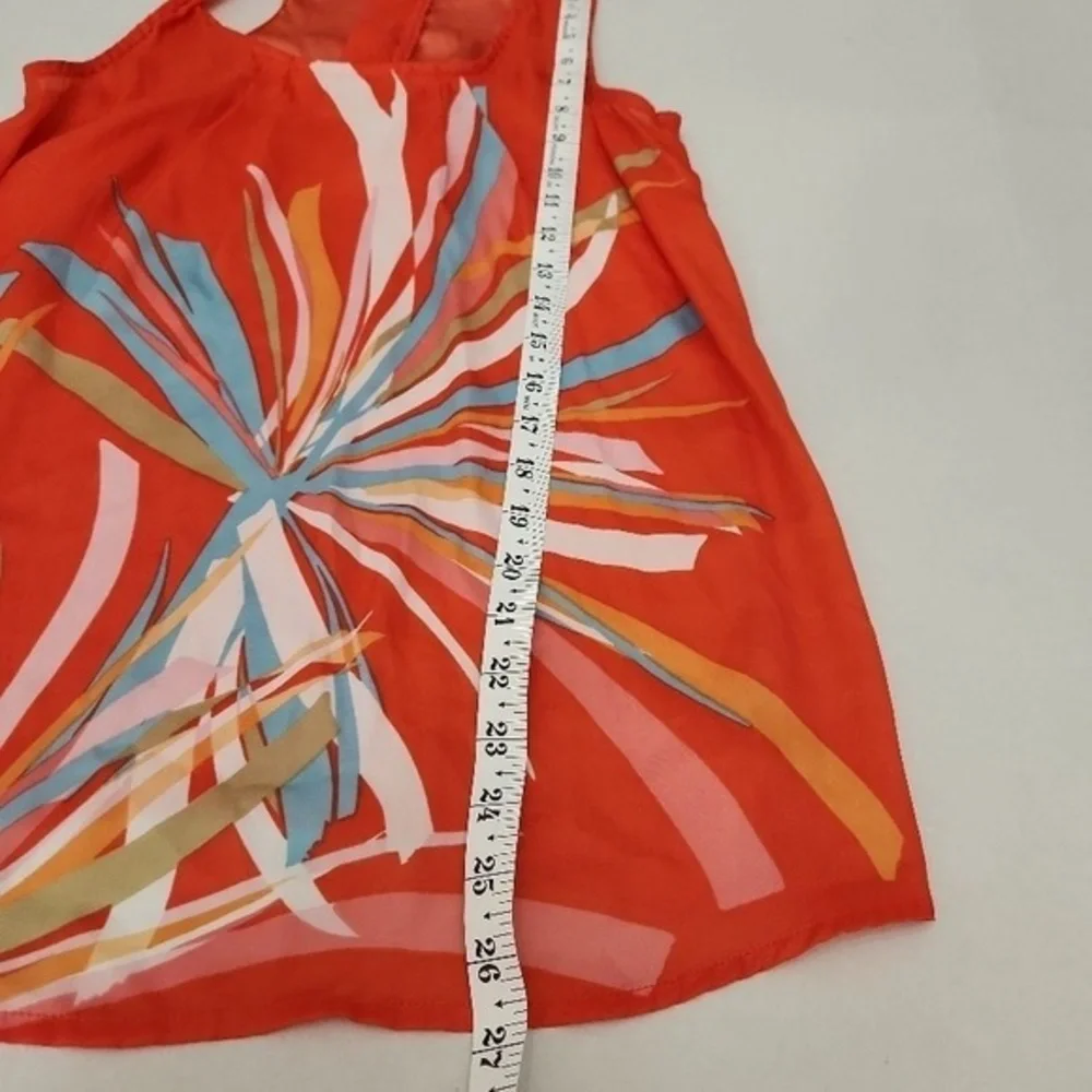 Gap Blouse Womens Size XS Orange Multi-Color Abstract Print‎ Square Neck Vibrant